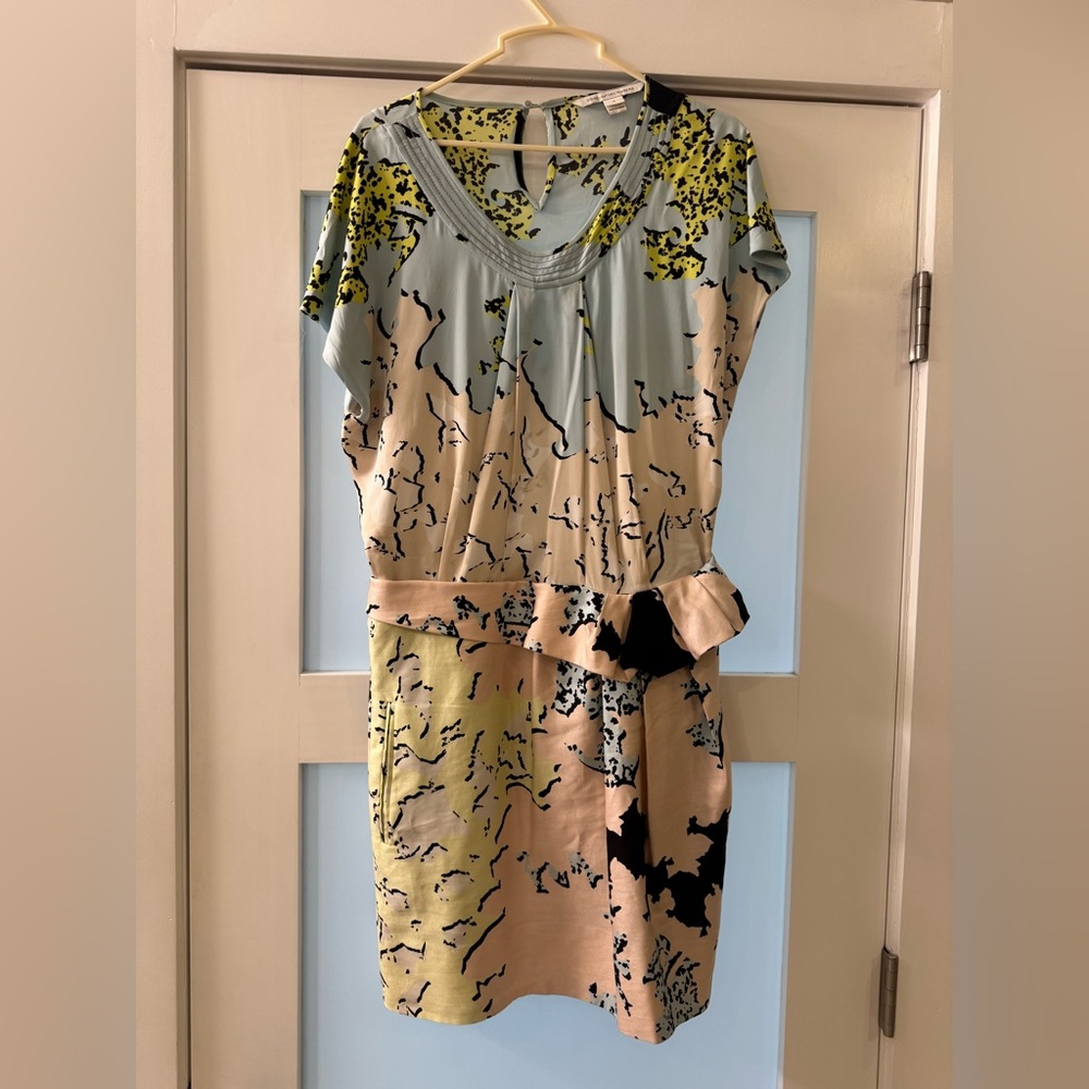 Diane Von Furstenberg Silk Dress in Cream and Black